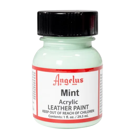 Miętowe farba Angelus do customizacji sneakersów i jeansu. Mietowe farby akrylowe do skór licowych i tkanin. Stosowane do butów, katan, toreb