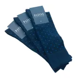 Wysokiej jakości bawełniane skarpety męskie granatowe w niebieskie kropki.. Eleganckie skarpety bawełniane