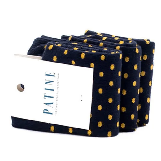 PATINE Socks PAKO02-0126 / Granatowe skarpetki w żółte grochy