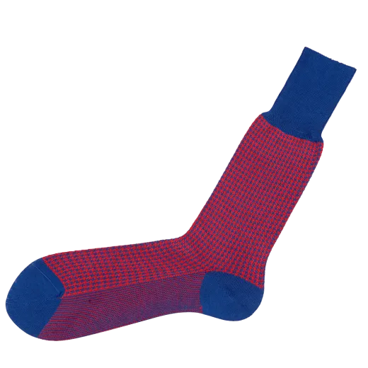 niebiesko czerwone w kratkę skarpety męskie viccel houndstooth socks blue red