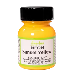 ANGELUS Acrylic Leather Paint Neon 1oz #128 SUNSET YELLOW / POMARAŃCZOWOŻÓŁTA neonowa farba akrylowa UV do malowania Sneakersów i Jeansu