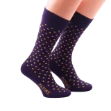 fioletowe w żółte kropki skarpety męskie bawełniane idealne do butów eleganckich 