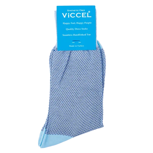 niebieskie bawełniane skarpety męskie w niebieskie kropki viccel socks mesh dots sky blue royal blue