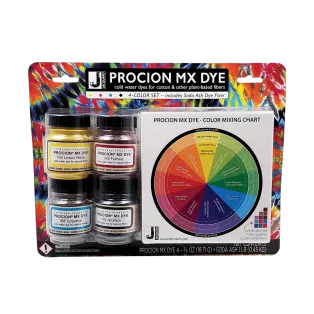 JACQUARD Procion MX Dye 4-Color Set with Soda Ash / Zestaw barwników do bawełny i tkanin naturalnych