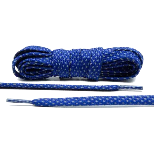 LACE LAB Reflective FLAT 2.0 Laces 9mm Sapphire - Płaskie niebieskie sznurówki do butów