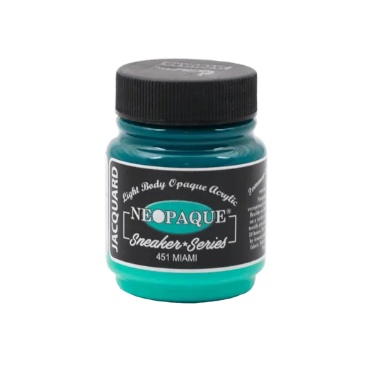 JACQUARD Neopaque Sneaker Series Paint 2.25oz #451 MIAMI / TURKUSOWA mocnokryjąca farba akrylowa do butów, ubrań i rękodzieła