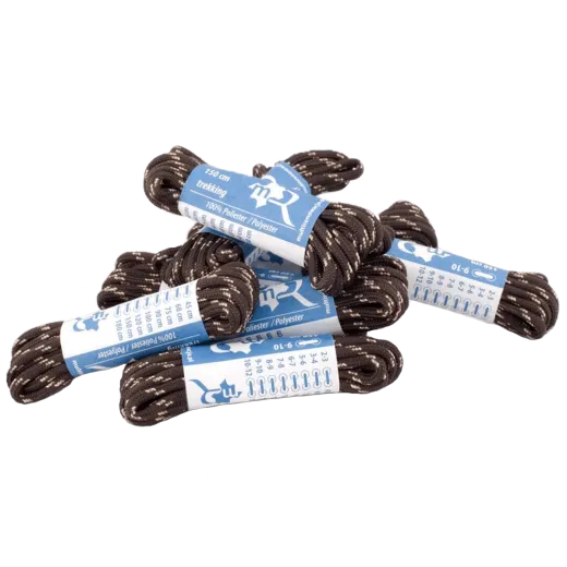 Wytrzymałe wzmacniane ciemno brązowo beżowe sznurowadła do butów trekkingowych