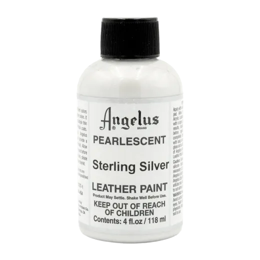 Srebrne Opalizujące farby perłowe akrylowe do customizacji sneakersów, jeansu i tkanin Angelus Pearlscent Acrylic Leather Paint.