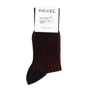 VICCEL / CELCHUK Socks Shadow Stripe Black / Red - Luksusowe skarpety
