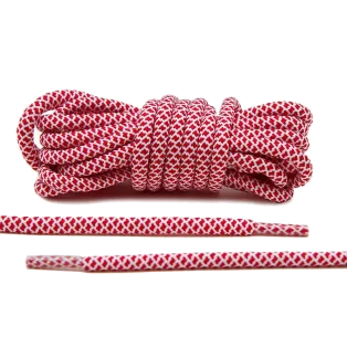 LACE LAB Rope Laces 5mm Red & White / Czerwono białe okrągłe sznurowadła do Kicksów