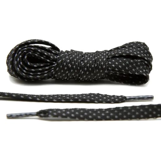 Czarne płaskie odblaskowe sznurowadła, sznurówki, sznury do sneakersów, kicksów, nike air max, jordanów, jordan . Customizacja butów Lace Lab. Czarne płaskie odblaskowe sznurowadła, sznurówki, sznury do sneakersów, kicksów, nike air max, jordanów, jordan . Customizacja butów Lace Lab.
