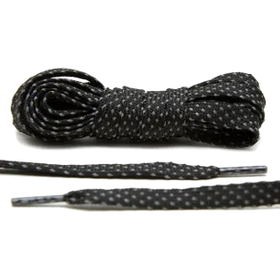 LACE LAB Reflective FLAT 2.0 Laces 9mm Black - Płaskie czarne sznurówki do butów