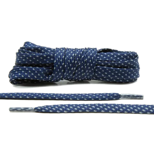 Granatowe płaskie sznurowadła odblaskowe do butów LACE LAB Reflective FLAT 2.0 Laces Navy Blue, personalizacja obuwia, custom, customizacja adidasów Granatowe płaskie sznurowadła odblaskowe do butów LACE LAB Reflective FLAT 2.0 Laces Navy Blue, personalizacja obuwia, custom, customizacja adidasów