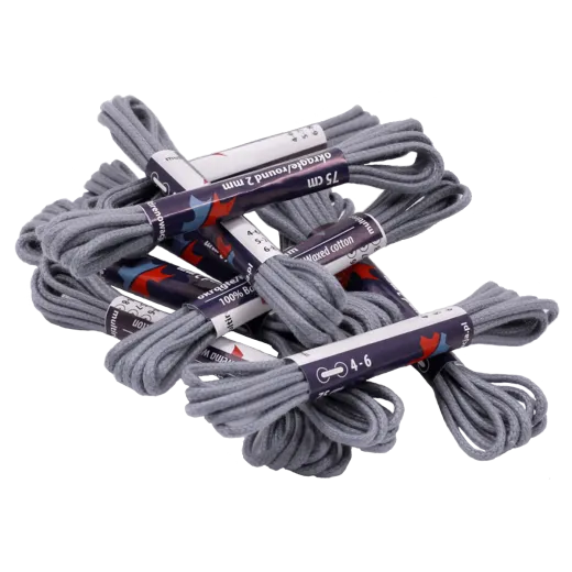 Okrągłe woskowane sznurowadła szare