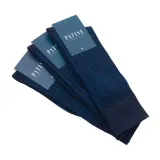 Wysokiej jakości bawełniane skarpety męskie granatowe w niebieskie paski. Eleganckie skarpety bawełniane