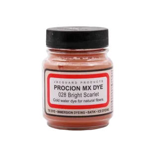 JACQUARD Procion MX Dye 0.66oz #1028 BRIGHT SCARLET / Jasnoszkarłatny barwnik do tkanin z naturalnych włókien roślinnych (celulozowych)