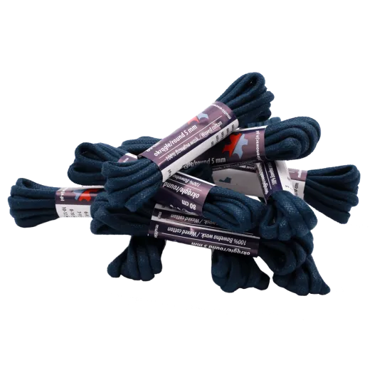 Okrągłe woskowane sznurowadła granatowe