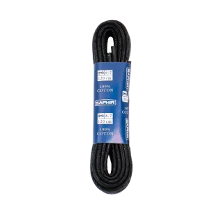 SAPHIR BDC Laces Round Waxed Black - Czarne grube okrągłe sznurowadła woskowane