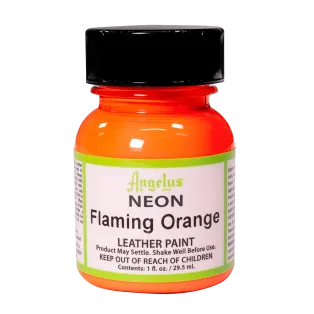 ANGELUS Acrylic Leather Paint Neon 1oz #129 FLAMING ORANGE / POMARAŃCZOWA neonowa farba akrylowa UV do malowania Sneakersów i Jeansu