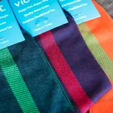 Pomarańczowo zielone skarpety męskie Geometric.