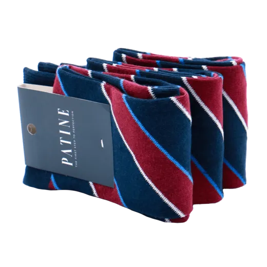 Casualowe męskie skarpety granatowe w bordowe paski Skarpety do trampek i butów eleganckich.