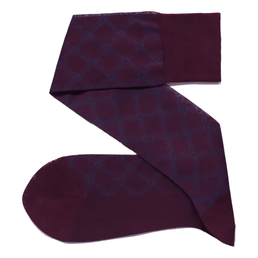 Skarpety, skarpetki, podkolanówki tartan do garnituru - burgund, niebieski, idealne na prezent