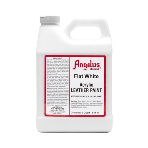 Biała matowa farba Angelus do customizacji sneakersów i jeansu. Białe matowe farby akrylowe do skór licowych i tkanin. Stosowane do butów, katan, toreb