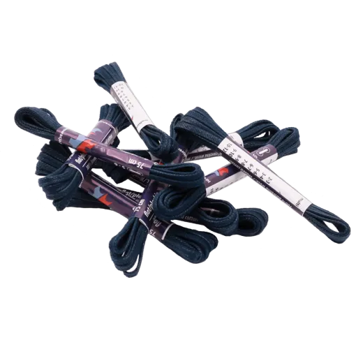 Wytrzymałe granatowe sznurowadła cienkie płaskie woskowane