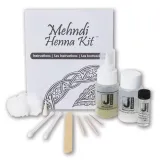 Zawartość zestawu do tatuażu z Henny do ciała, do tworzenia tatuaży na ramionach, dłoniach, brzuchu, udach. Zmywalna farba do ciała.
