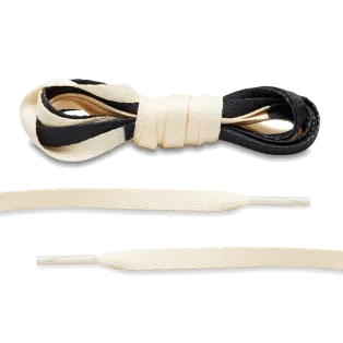 LACE LAB JORDAN 1 Laces 8mm Cream & Black / Dwukolorowe płaskie sznurowadła do butów