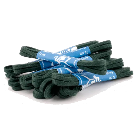 Wytrzymałe ciemno zielone sznurowadła cienkie płaskie woskowane