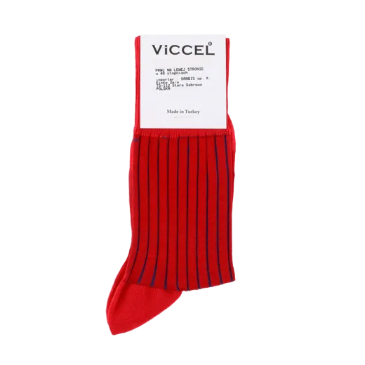 Eleganckie skarpety, garniturowe skarpety męskie Viccel Shadow czerwono niebieskie. Skarpetki z wydzieleniami idealne na prezent. Do garnituru, do jeansu, do chinosów