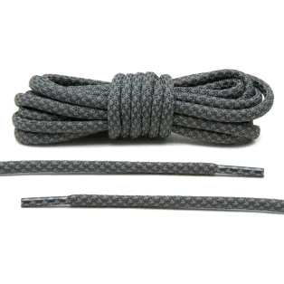 LACE LAB 3M Reflective Inverse Laces 5mm Charcoal - Okrągłe grafitowe sznurówki do butów