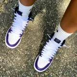 Białe sznurowadła płaskie Lace Lab. Sznurówki do customizacji sneakersów Jordan, Nike, Air Jordan 1, Retro High, Obsidain