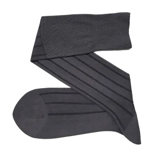VICCEL / CELCHUK Knee Socks Shadow Stripe Gray / Black - Cienkie podkolanówki męskie