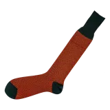 pomarańczowe podkolanówki męskie w jodełkę ciemno zieloną z wełny Viccel knee socks