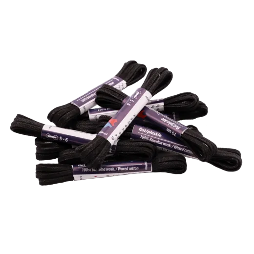 Wytrzymałe czarne sznurowadła cienkie płaskie woskowane