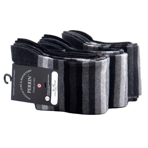 PERRIN Men Socks 2-Pack 331 Noir / Zestaw luksusowych skarpetek w paski