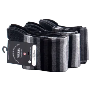 PERRIN Men Socks 2-Pack 331 Noir / Zestaw luksusowych skarpetek w paski
