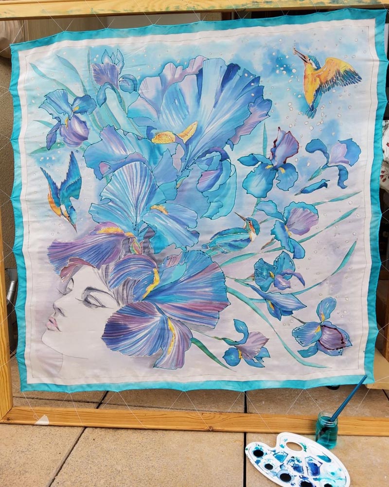 Malowanie jedwabiu farbami do tkanin jacquard silk color.