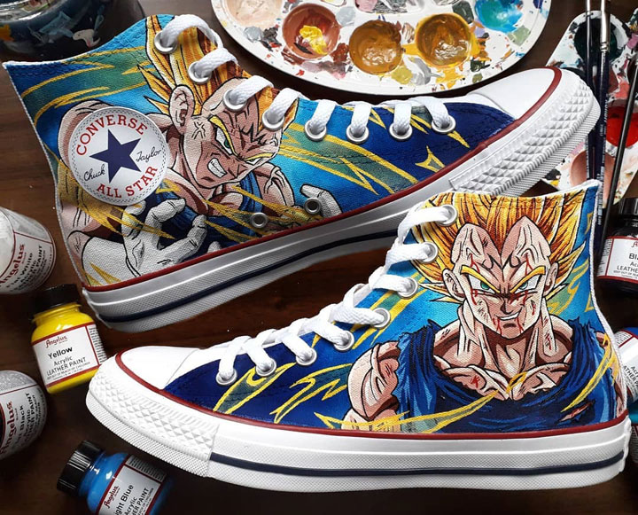 Farby akrylowe do customizacji tkanin, skór, jeansu Angelus Acrylic Leather Paint. Custom Converse Dragon Ball Z.