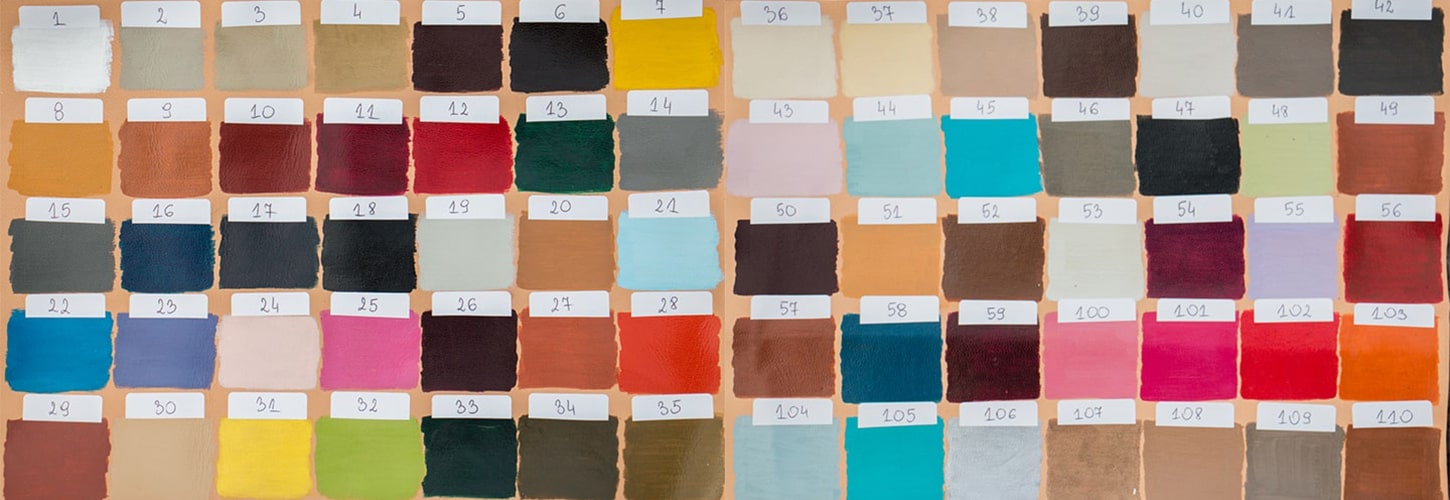 Kolorowe farby na skórze garbowanej roślinnie, skóra surowa