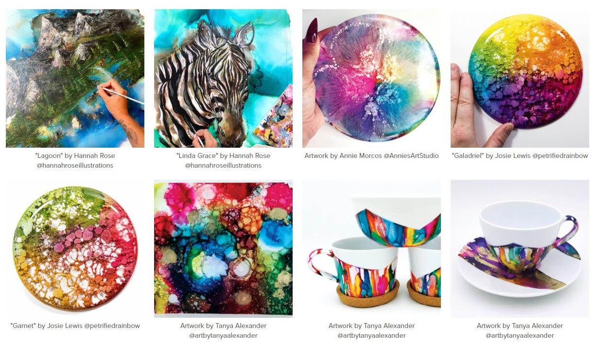 Malowanie szkła, ceramiki, gliny, metalu, kamienia. Tusze do rękodzieła. Barwniki do biżuterii i customizacji.