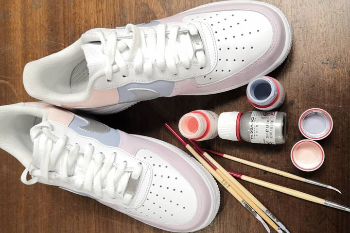 Custom Nike AF1 Pastel & Silver by @patineparisienne