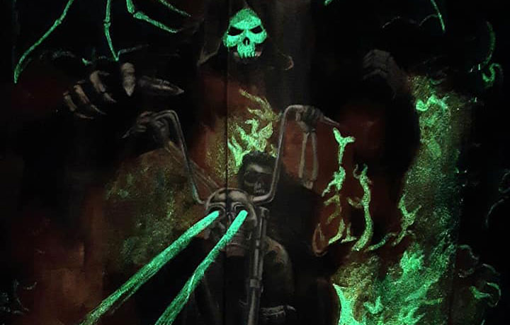 Custom Leather Jacket Glow (bez światła) by @colorful_jackets